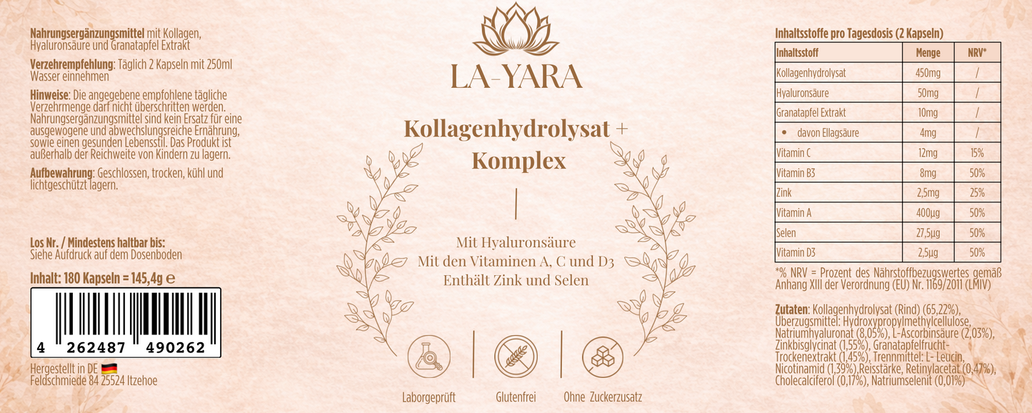 Premium Kollagenhydrolysat PLUS (3000-5000 DA ) - 180 Kapseln