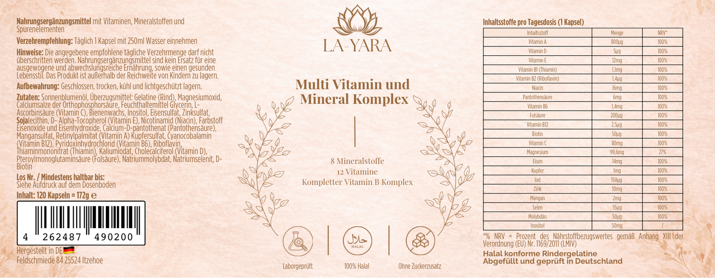 Multivitamin und Mineral Komplex - 120 Softgels