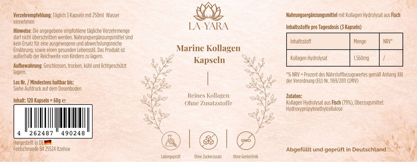 Marine Kollagen Peptide (2000-5000 DA) - 120 Kapseln