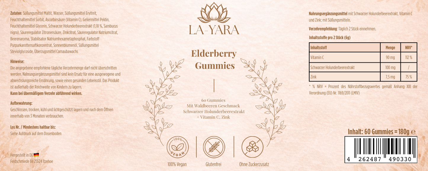Elderberry + Vitamin C + Zink Gummies - 60 Stk.