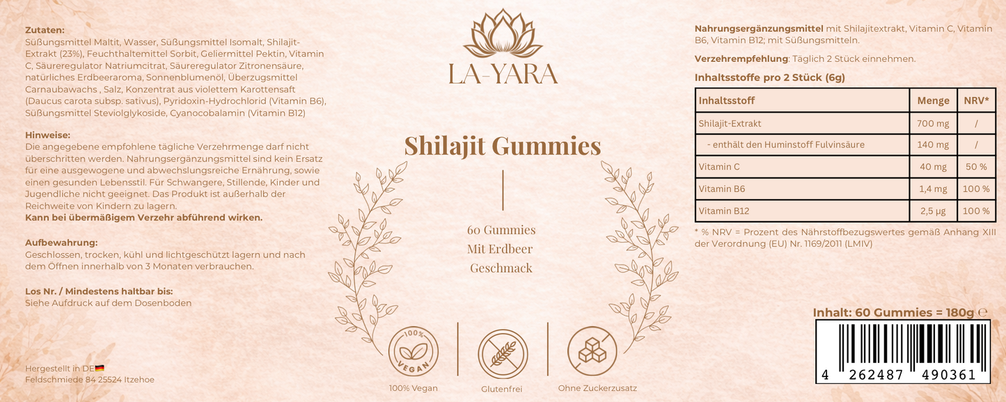 Shilajit Gummies + Vitamin C,B6, B12 - 60 Stk.